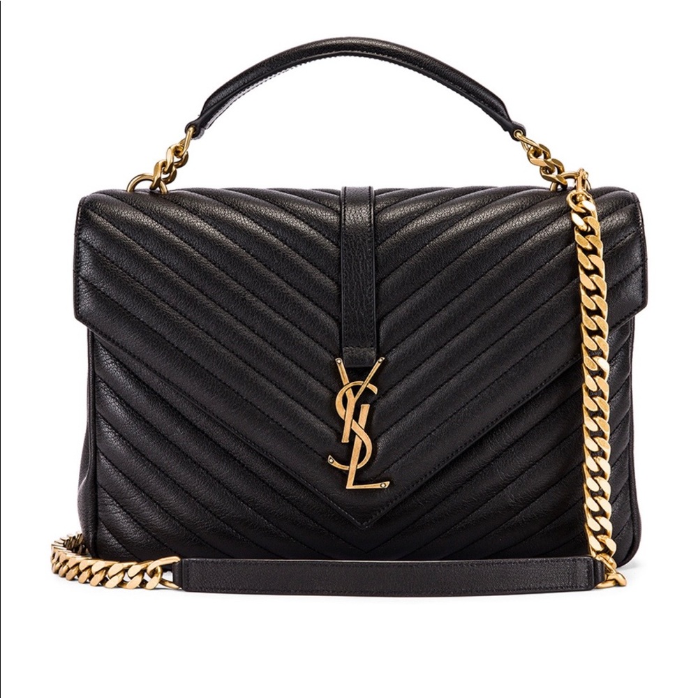 YSL Large College Bag with gold hardware